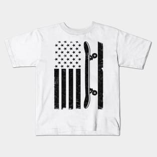 US Flag Skateboard Patriotic 4th Of July Funny Skateboard Kids T-Shirt